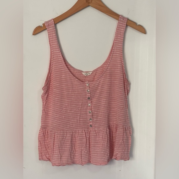 Aeropostale Tops - Aeropostale Pink and White Striped Tank Top, Size Medium